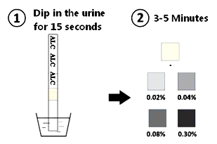 Les kits rapides rapides d'essai de kits d'examen de diagnostic détectent l'alcool de présence en urine