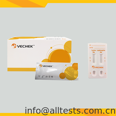 Bon prix Cassette de test rapide combiné anticorps anti-Lyme + anticorps anti-Leptospira pour usage vétérinaire avec temps de lecture de 10 minutes et haute précision pour spécimens de sang total/sérum/plasma en ligne